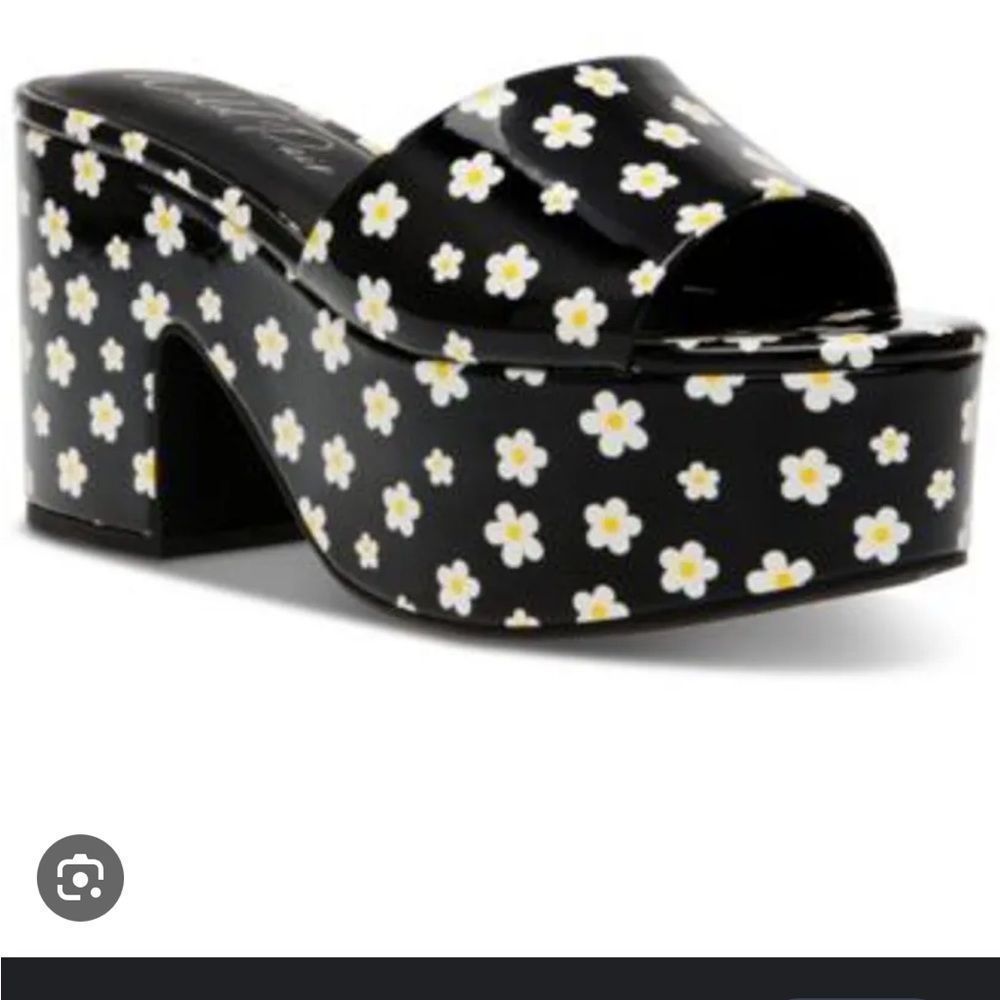 Wild Pair Black and White Floral Platform Shoes